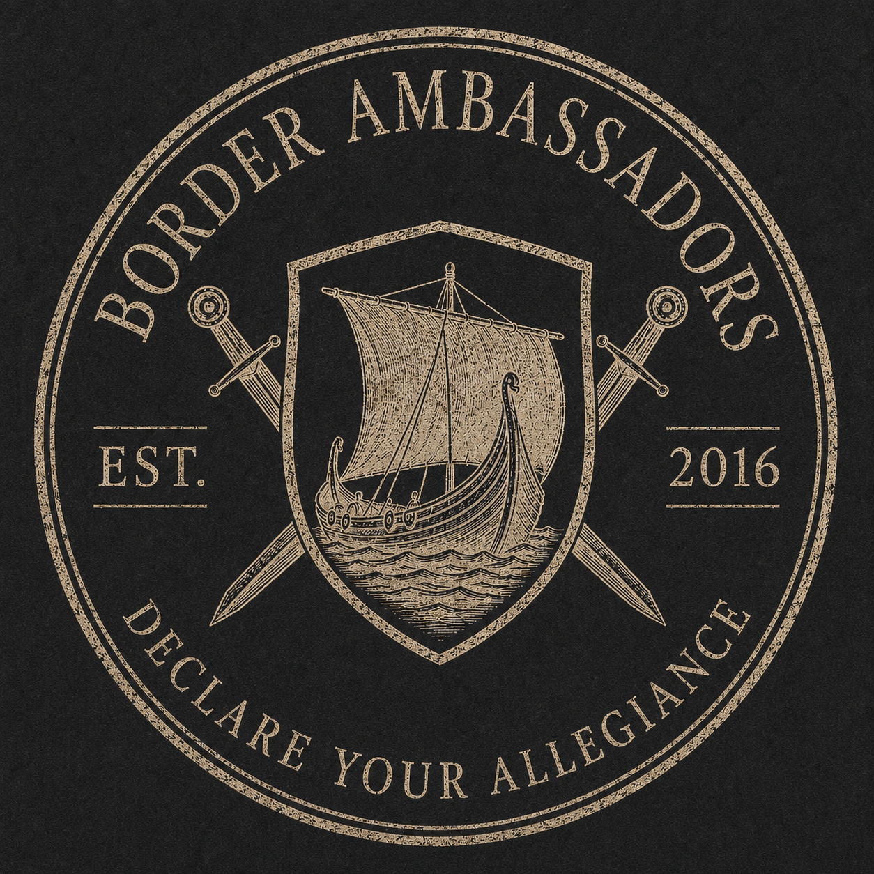 Dark Border Ambassadors circular badge