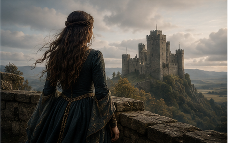 Medieval romance scene for The Thief's Countess by Cecelia Mecca